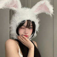 Load image into Gallery viewer, Same Style Plush Rabbit Ears Cute Girl Style Headgear Autumn and Winter Warm Earflaps Cap
