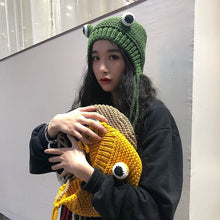 Load image into Gallery viewer, Funny Cartoon Frog Woolen Cap Female Sweet Cute Earmuff Funny Funny Headgear
