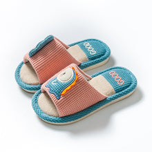 Load image into Gallery viewer, Slippers Spring and Autumn Linen Slippers Boys and Girls Summer Cartoon Dinosaur Slippers Indoor Non-Slip

