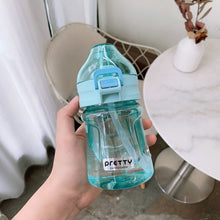 Load image into Gallery viewer, Water Bottle Straw  Plastic Female Student Fresh with Rope Handle Scale Adult Men Bounce Cover Sports Carry-on Cup
