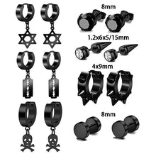 Load image into Gallery viewer, Zircon Stud Earrings round Cake Barbell Earrings Men's Personality Set Combination
