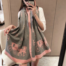 Load image into Gallery viewer, Letter Artificial Cashmere Scarf Women's Autumn and Winter New Thickened Warm Carriage Air Conditioning Double-Sided Shawl
