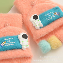 Load image into Gallery viewer, Winter New Children's Knitted Gloves Cute Cartoon Spaceman Flip Imitation Mink
