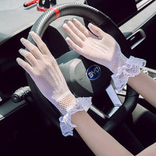 Load image into Gallery viewer, Bridal Gloves Lace Soft Mesh Wedding Etiquette Women's Daily Driving Sun Protection Gloves
