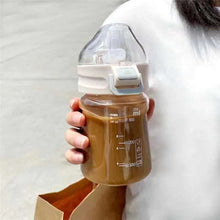 Load image into Gallery viewer, Water Bottle Straw  Plastic Female Student Fresh with Rope Handle Scale Adult Men Bounce Cover Sports Carry-on Cup
