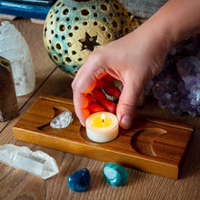 Load image into Gallery viewer, Crystal Three-Phase Moon Card Album Bracket Wooden Candlestick Ornaments
