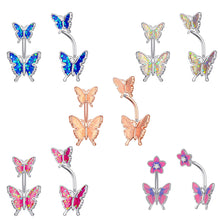Load image into Gallery viewer, Dripping Butterfly Belly Ring Navel Stud Piercing
