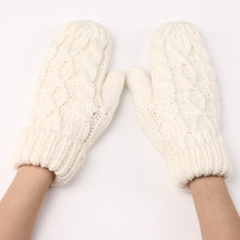 Load image into Gallery viewer, Autumn and Winter New Women's Cross-Border Knitted plus Fluff Thick Fashion Geometric Backpacks Finger Warm Gloves Finger Knitting Wool Gloves
