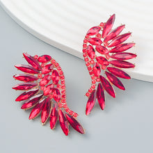 Load image into Gallery viewer, Colorful Crystals Exaggerated Famous   Fan Wing Earrings Fashion Stud Earrings Bohemian Style
