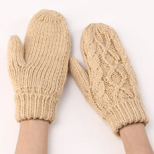 Load image into Gallery viewer, Autumn and Winter New Women's Cross-Border Knitted plus Fluff Thick Fashion Geometric Backpacks Finger Warm Gloves Finger Knitting Wool Gloves
