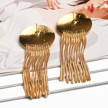 Load image into Gallery viewer, round Metal Tassel Chain Pendant Earrings for Women Elegant Earrings Jewelry
