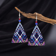 Load image into Gallery viewer, Geometric Pattern Colorblock Women Triangle Acrylic Earrings Vintage Graceful Earrings
