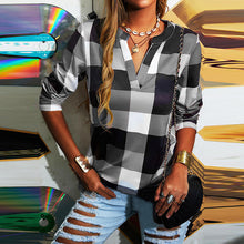 Load image into Gallery viewer, Spring, Summer, Autumn and Winter Four Seasons Women's Shirt Plaid Long-Sleeved T-shirt Blouse
