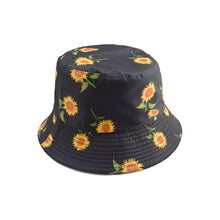 Load image into Gallery viewer, Unisex Reservible Sunflower Print Boonie Bucket Hat Cap Brim Outdoor Sun Safari Camping Fishing
