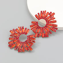 Load image into Gallery viewer, Alloy Diamond Rhinestone SUNFLOWER Earrings Female Super Flash Hipster Dinner Earrings
