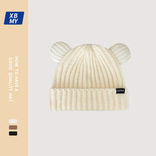 Load image into Gallery viewer, Cute Bear Woolen Cap Women's Korean-Style Letter Knitted Hat Men's Cold-Proof Warm Earflaps Slipover Hat
