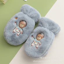 Load image into Gallery viewer, Winter New Children's Rex Rabbit Fur Cute Cartoon Three-Dimensional Space Bear Mittens Fleece-Lined Thickened Gloves
