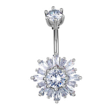 Load image into Gallery viewer, Round Heart-Shaped Flower High Quality Zircon Navel Stud Belly Ring

