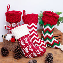 Load image into Gallery viewer, Christmas Decorations Knitted Christmas Stockings Woolen Yarn Socks Red and White Elk Gift Bag Children Gift Bag
