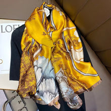 Load image into Gallery viewer, Spring and Summer New Silk Scarf Gift Silk Imitation Silk Women's Printed Imitation Mulberry Silk Beach Towel Shawl Scarf
