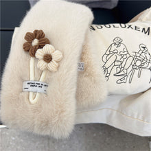 Load image into Gallery viewer, Korean Style Faux Rabbit Fur Scarf Wool Small Flower Autumn and Winter Fur Scarf Female Velvet Scarf Thickened
