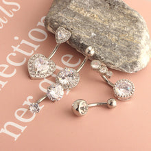 Load image into Gallery viewer, Belly Ring round Copper Inlaid Zircon Navel Stud Copper Navel Buckle Ornament
