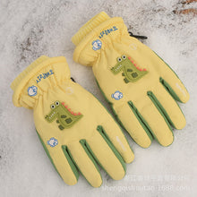 Load image into Gallery viewer, Five-Finger Ski Gloves Cute Cartoon Crocodile Rabbit Velvet Thickened Windproof Cycling Non-Slip
