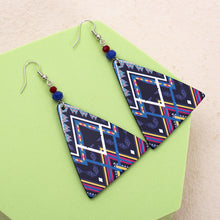 Load image into Gallery viewer, Geometric Pattern Colorblock Women Triangle Acrylic Earrings Vintage Graceful Earrings
