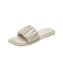 Load image into Gallery viewer, Women's Candy Personalized Pleated Flat All-Matching Outer Wear Soft Bottom Slippers
