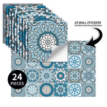 Load image into Gallery viewer, 24 Pcs/set Mandala Simulation Tile Sticker Home Renovation Kitchen and Bathroom Decoration Self-Adhesive Peel off the Wall Sticker
