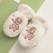 Load image into Gallery viewer, Winter New Children's Rex Rabbit Fur Cute Cartoon Three-Dimensional Space Bear Mittens Fleece-Lined Thickened Gloves
