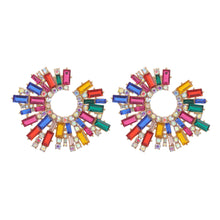 Load image into Gallery viewer, Alloy Diamond Rhinestone SUNFLOWER Earrings Female Super Flash Hipster Dinner Earrings
