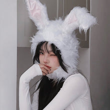 Load image into Gallery viewer, Same Style Plush Rabbit Ears Cute Girl Style Headgear Autumn and Winter Warm Earflaps Cap
