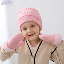 Load image into Gallery viewer, New Children's Hat Gloves Set Boys and Girls Knitted Hat Fleece-Lined Knitting Glove Bag Set 2-Piece Set
