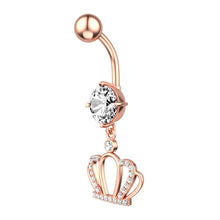 Load image into Gallery viewer, New Crown Zircon Navel Ring Navel Stud Human Body Piercing Accessories
