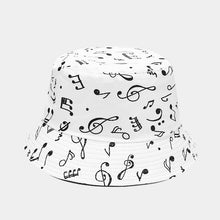 Load image into Gallery viewer, Musical Note Pattern Reversible Fisherman Hat Female Summer Outdoor Travel Sun Hat Sun Protection Bucket Hat

