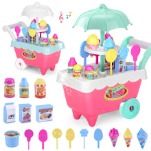 Load image into Gallery viewer, Mini Ice Cream Candy Trolley Toys 19 Pieces Set DIY Girls Playing House Tableware
