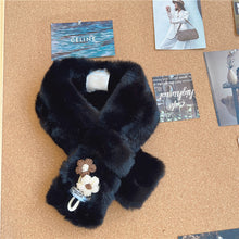 Load image into Gallery viewer, Korean Style Faux Rabbit Fur Scarf Wool Small Flower Autumn and Winter Fur Scarf Female Velvet Scarf Thickened
