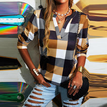 Load image into Gallery viewer, Spring, Summer, Autumn and Winter Four Seasons Women's Shirt Plaid Long-Sleeved T-shirt Blouse
