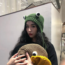Load image into Gallery viewer, Funny Cartoon Frog Woolen Cap Female Sweet Cute Earmuff Funny Funny Headgear
