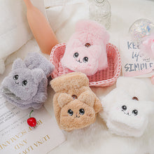 Load image into Gallery viewer, Children's Autumn Winter Season Plush Cute Half Finger Flip Student Writing Warm Gloves
