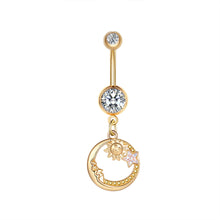 Load image into Gallery viewer, New Five-Leaf Flower Zircon Navel Ring Navel Stud Piercing Jewelry
