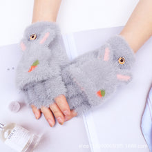 Load image into Gallery viewer, Cute Warm Cashmere Gloves for Women Half Finger Flip Student Writing Gloves
