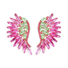Load image into Gallery viewer, Colorful Crystals Exaggerated Famous   Fan Wing Earrings Fashion Stud Earrings Bohemian Style
