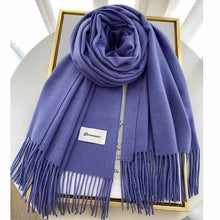 Load image into Gallery viewer, 2023autumn and Winter Cashmere Scarf Texture Solid Color Tassel Warm Long Wrap All-Matching Thickened Couple Scarf
