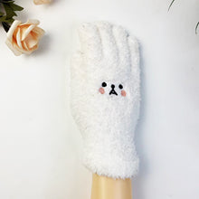 Load image into Gallery viewer, Bear Embroidery Cute Cartoon Student Thickened Warm Lady Winter Knitting Plush Gloves
