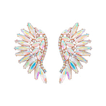 Load image into Gallery viewer, Colorful Crystals Exaggerated Famous   Fan Wing Earrings Fashion Stud Earrings Bohemian Style
