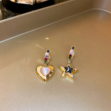 Load image into Gallery viewer, Silver Needle Pearl Diamond Asymmetric Geometric Alphabet Letter Earrings Fashion Trendy Design Tassel Ear Studs Graceful Earrings
