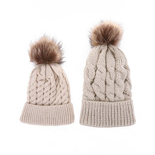 Load image into Gallery viewer, Children 'S Parent-Child Suit Autumn And Winter Ball Twist Woolen Cap Knitted Hat Fashionable Warm Woolen Cap
