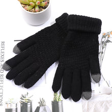 Load image into Gallery viewer, Knitted Solid Color with Fur Warm Student Gloves Men's and Women's Outdoor Riding Touch Screen Gloves Jacquard Gloves
